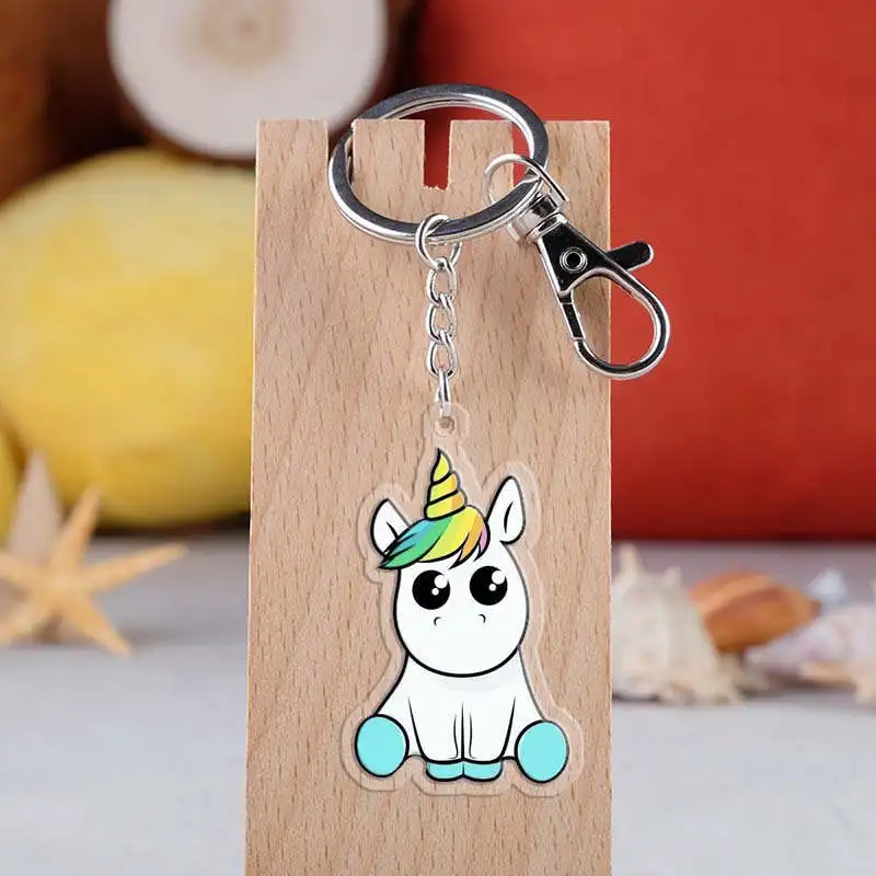 LXJERY 20 Styles Cartoon Anime My Little Poni Horse Unicorn Keychain Acrylic Key Chain Schoolbag Decorations Pendant Key Ring - Цвет: style 4