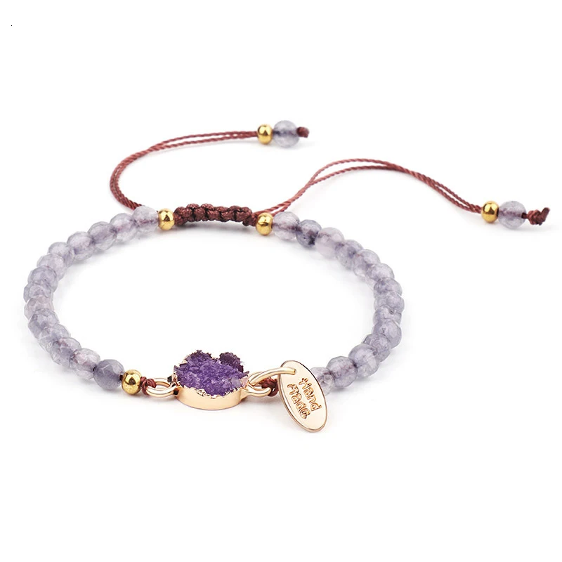 Модный натуральный цвет каменный браслет женский браслет ручной работы из бусин Простой браслет с камнем кулон Ювелирное Украшение