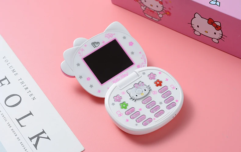 Милый мини-телефон hello kitty для девочек K688+ четырехдиапазонный флип-мобильный телефон с мультяшками разблокированный детский мини-телефон с двумя sim-картами