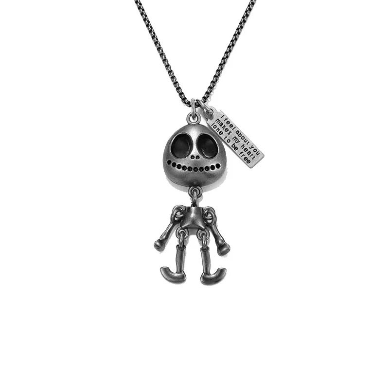SWAOOS Titanium Steel Cartoon Cute Bear Darkness Dinosaur Robot Necklaces for Men and Women 70Cm Long Chain Punk Retro Jewelry Gift
