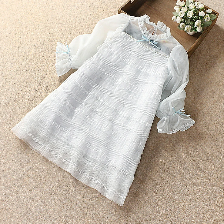 5375 Puff Sleeve Embroidery Princess Baby Girl Dresses 2020 New Spring Summer Party Wedding Kid Dress For Wholesale Clothes | Детская