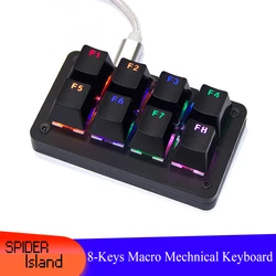 Nova função macro teclado de atalho teclado mecânico rgb backlight 8 chave auto configuração defination keycap personalizado com software