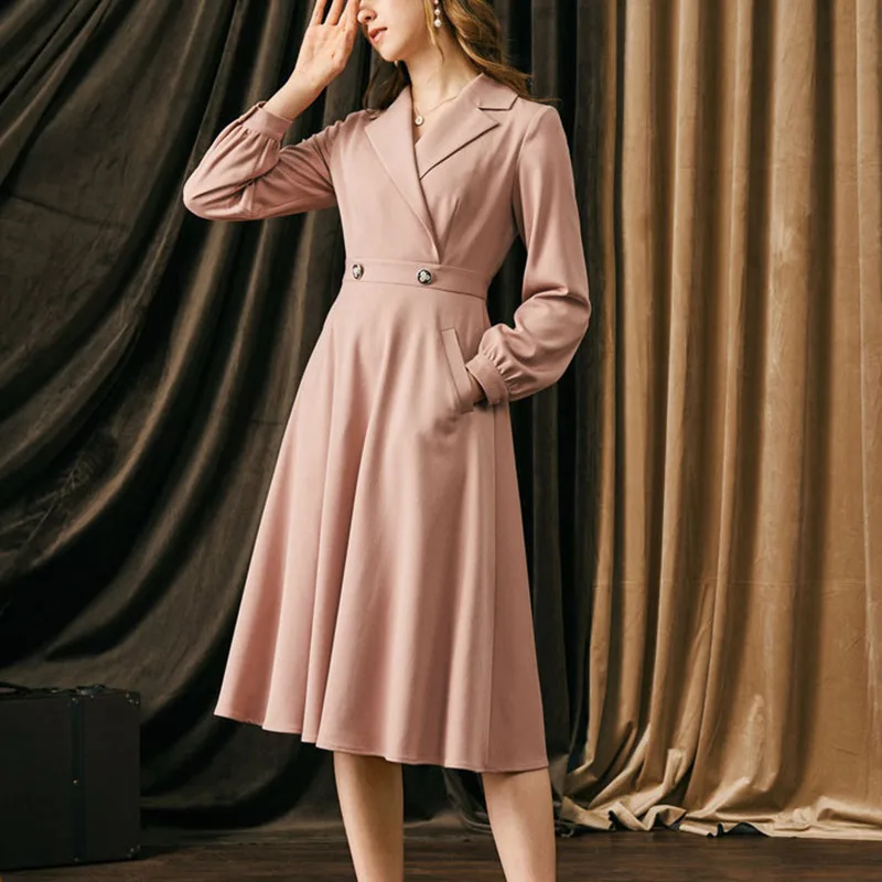 

Elegant Office Ladies Blazer Dresses Women Long Sleeve Female Spring Autumn A-Line Work Wrap OL Party Vestidos Dress Clothes
