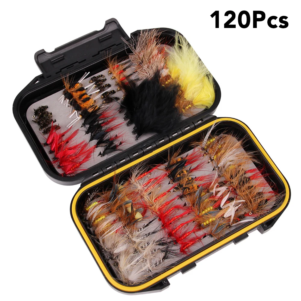 

40/72/100/120pcs Fly Fishing Flies Trout Lures Flies Artificial Fishing Lures Bait with Waterproof Fly Box Pesca