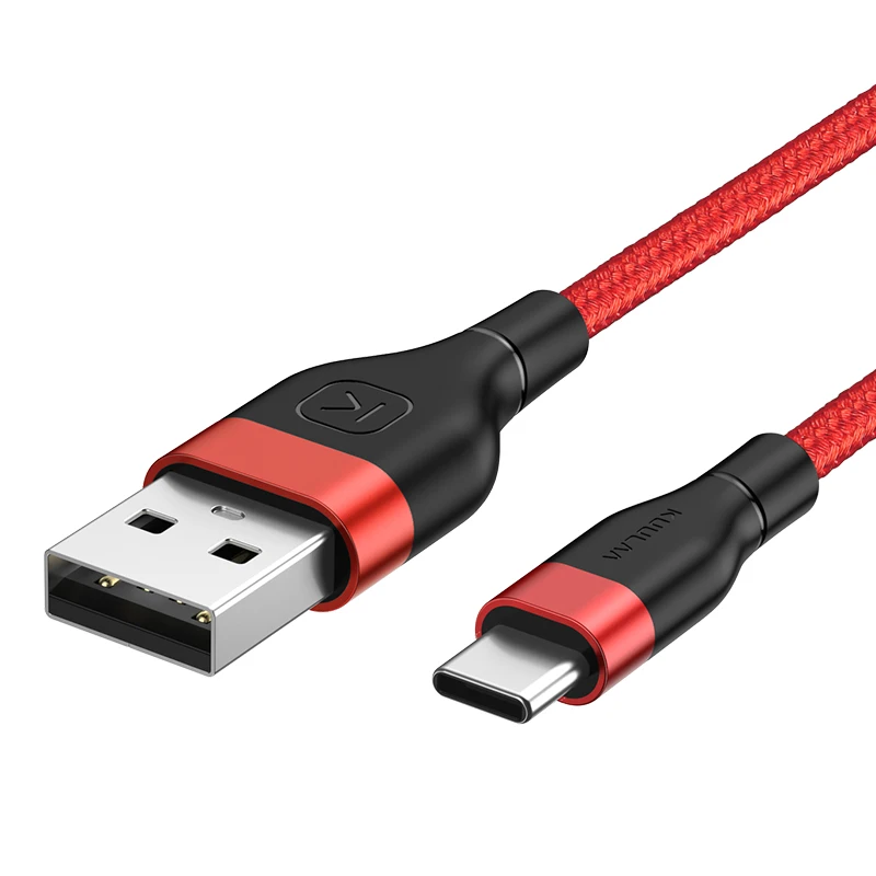 KUULAA usb type C кабель для Xiaomi Mi Redmi Note 7 Быстрая зарядка USB C зарядное устройство type-C кабель для быстрой зарядки для samsung huawei телефона - Цвет: Red