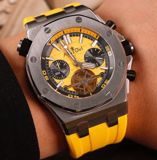 Люксовый бренд Tourbillion часы Мужские автоматические сапфировые механические часы модные мужские наручные часы из натуральной резины черного и синего цвета AAA