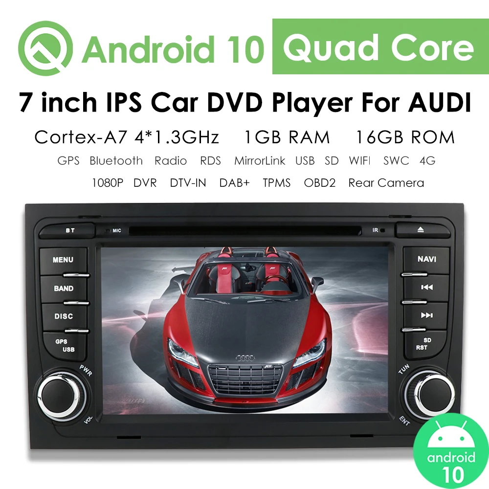 Автомагнитола IPS DSP для Audi A4 S4 RS4 8E 8F B9 B7 B6 2 ГБ 16 4 ядра 2din Android 10 автомагнитола без DVD