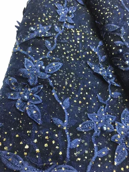 

5/Color 5/yards 3D Flower Lace Fabric With Bead Embroidery Mesh Lace fabric high quality 3D Lace Fabric for Nigerian D1903