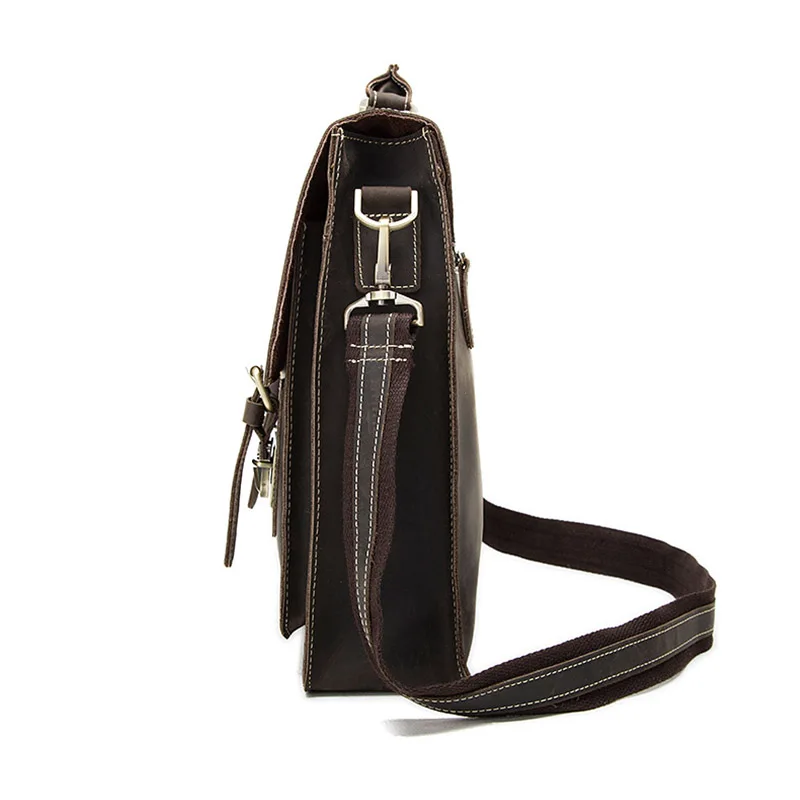 Dark Brown Unisex Large Leather Travel Laptop Bags Briefcase
