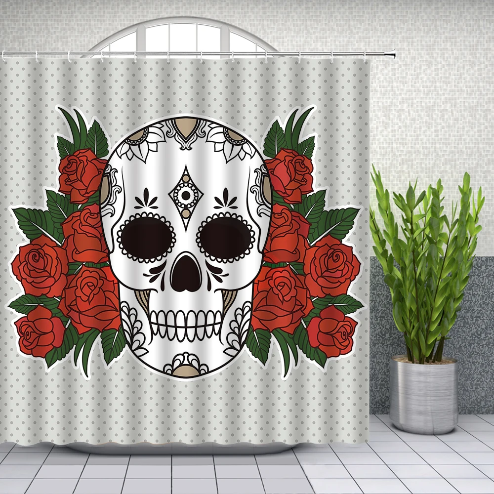 Interesting Skull Shower Curtains Red Rose Flowers Sunflower Green Leaf Bathroom Decor Waterproof Cloth Curtain Set Cheap Shower Curtains Aliexpress