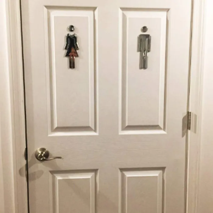 2 шт./компл. ABS ванная комната знак на клейкой основе Мужские Женские Туалет символ JA55