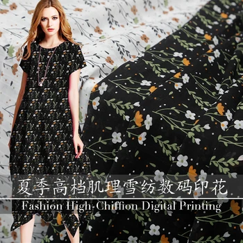 

Customized JX summer high-end chiffon digital printing small floral fabric dress shirt short skirt shawl cloth