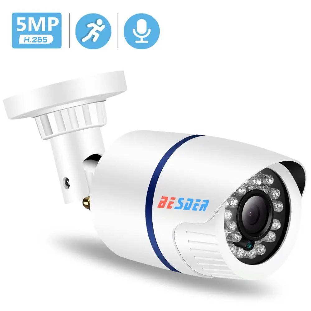 IP камера BESDER H.265 HD 2 МП/3 Мп/5 МП водонепроницаемая SONY IMX335 из АБС пластика уличная