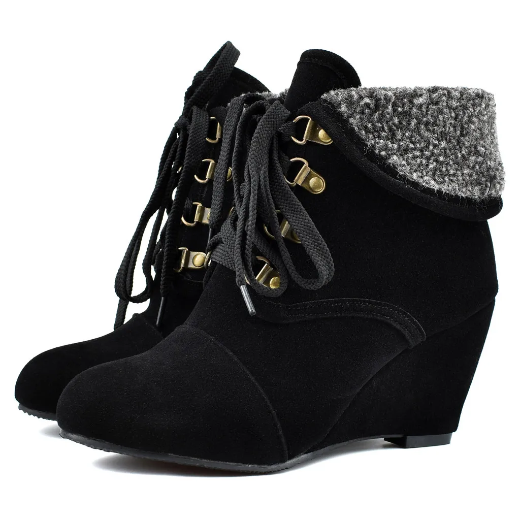 

Fashion Short Plush Flock Leather Women Front Strap Large Size Flat Heels Long Boots Woman Pointed Knee High Boots Size 35-43
