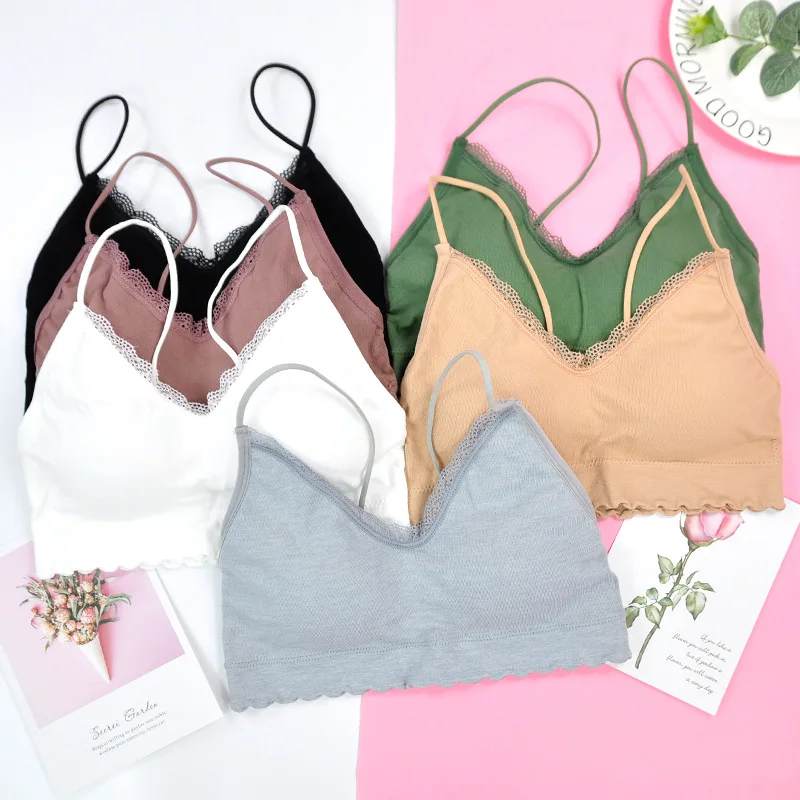 

New Underwear Bras for Women Sexy Gathered Fitness Bralette Lingerie Solid Wireless Sling Bra Female Sling Brassiere Crop Tops