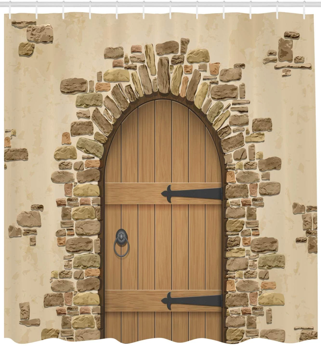 Rustic Shower Curtain Wine Cellar Entrance Stone Arch Architecture European Building Cloth Fabric Bathroom Decor Set With Hooks Shower Curtains Aliexpress