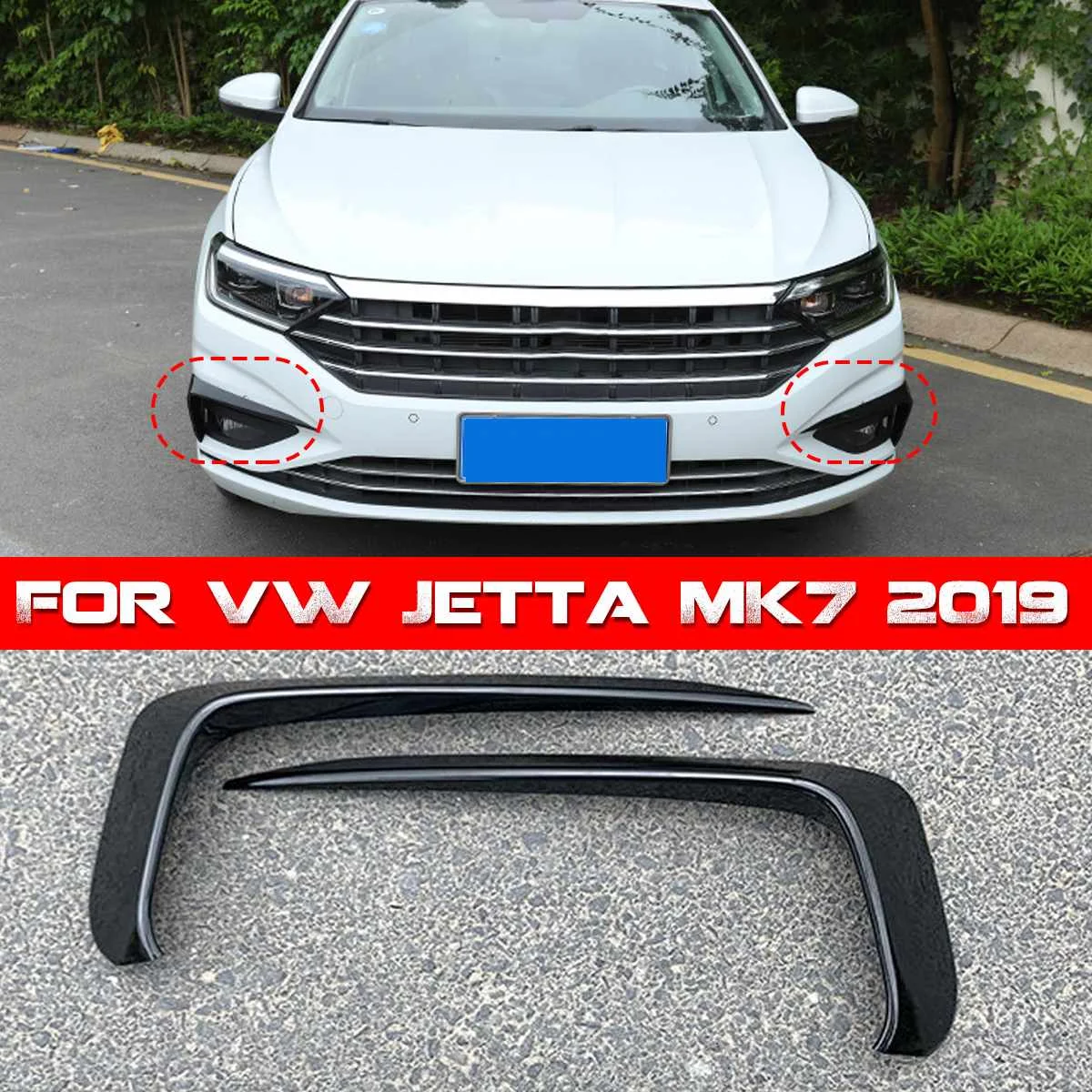 

ABS Bright Black Front bumper front Front wind knife For VW JETTA MK7 2019+ Car styling