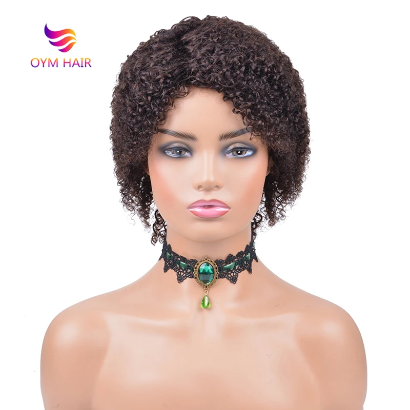 

Short Bob Afro Curly Wig With Bangs Brazilian Cheap Afro Kinky Curly Human Hair Wigs For Women Remy 100% Human Hair Full Wig
