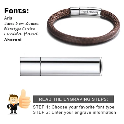 brown customized U7 шириной 5 мм Плетеный кожаный шнур браслет веревочки для Для мужчин DIY чёрный; коричневый цепочка браслет застежки из нержавеющей стали 18/20/22 см H1088 - Окраска металла: brown customized