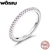 WOSTU Véritable 100% 925 Sterling Argent Simple Géométrique Ronde Unique Empilable Bagues Pour Les Femmes de Fiançailles Bijoux CQR066 ► Photo 2/6