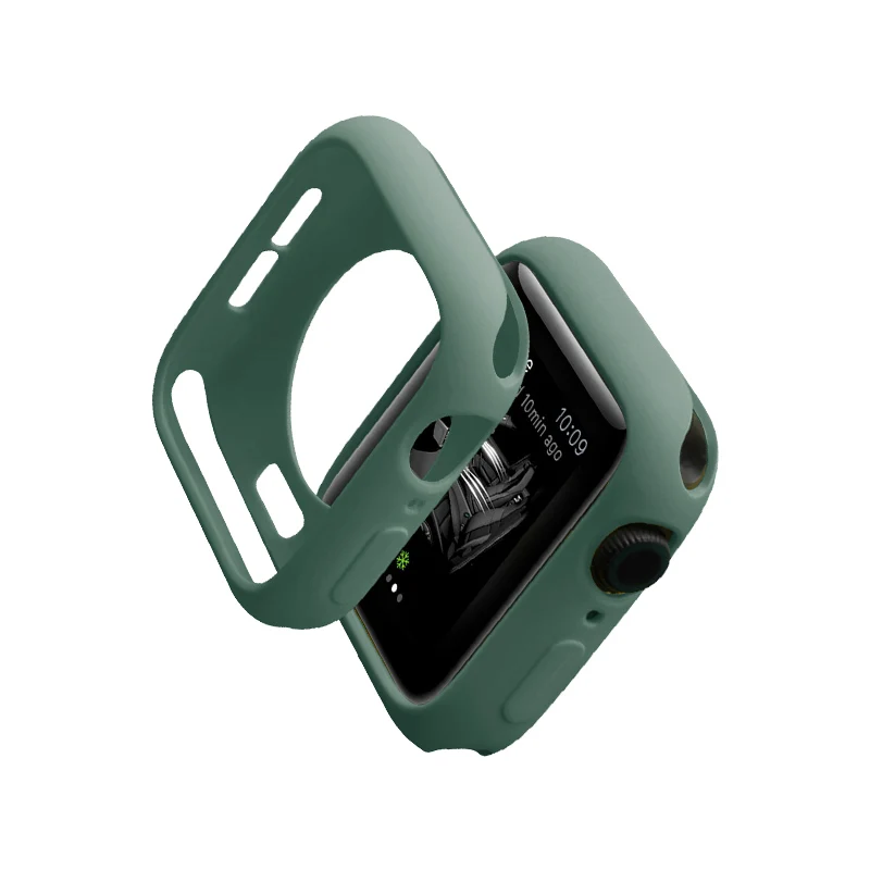 green Силиконовый чехол для apple watch series 5, 4, 3, 2, 1, цветной защитный чехол для iWatch 38 мм, 42 мм, 40 мм, 44 мм, ультратонкий ремешок - Цвет: green