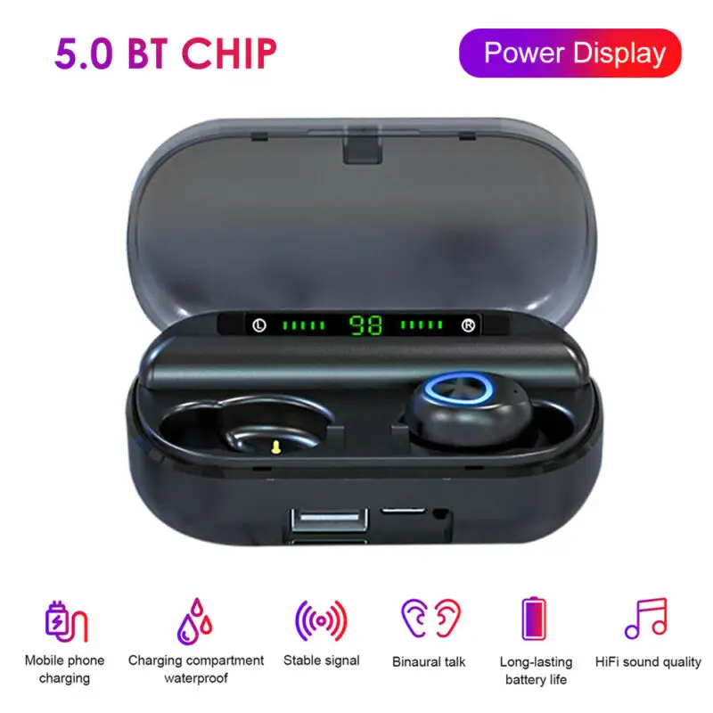 V10 BT5 0 Waterproof Mini Headset TWS Wireless LED Earphone In Ear Stereo Sound Sweatproof Sport Earbuds For Xiaomi iPhone LG