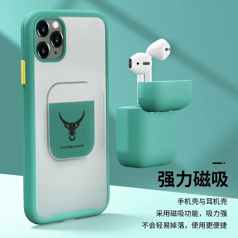 2 in 1 Bluetooth headset case for iPhone 11 Pro Max high quality camera and For air headset charging compartment