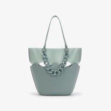 ПВХ полый дизайн сумка на плечо европейский и американский сплошной цвет украшение цепи женская сумка