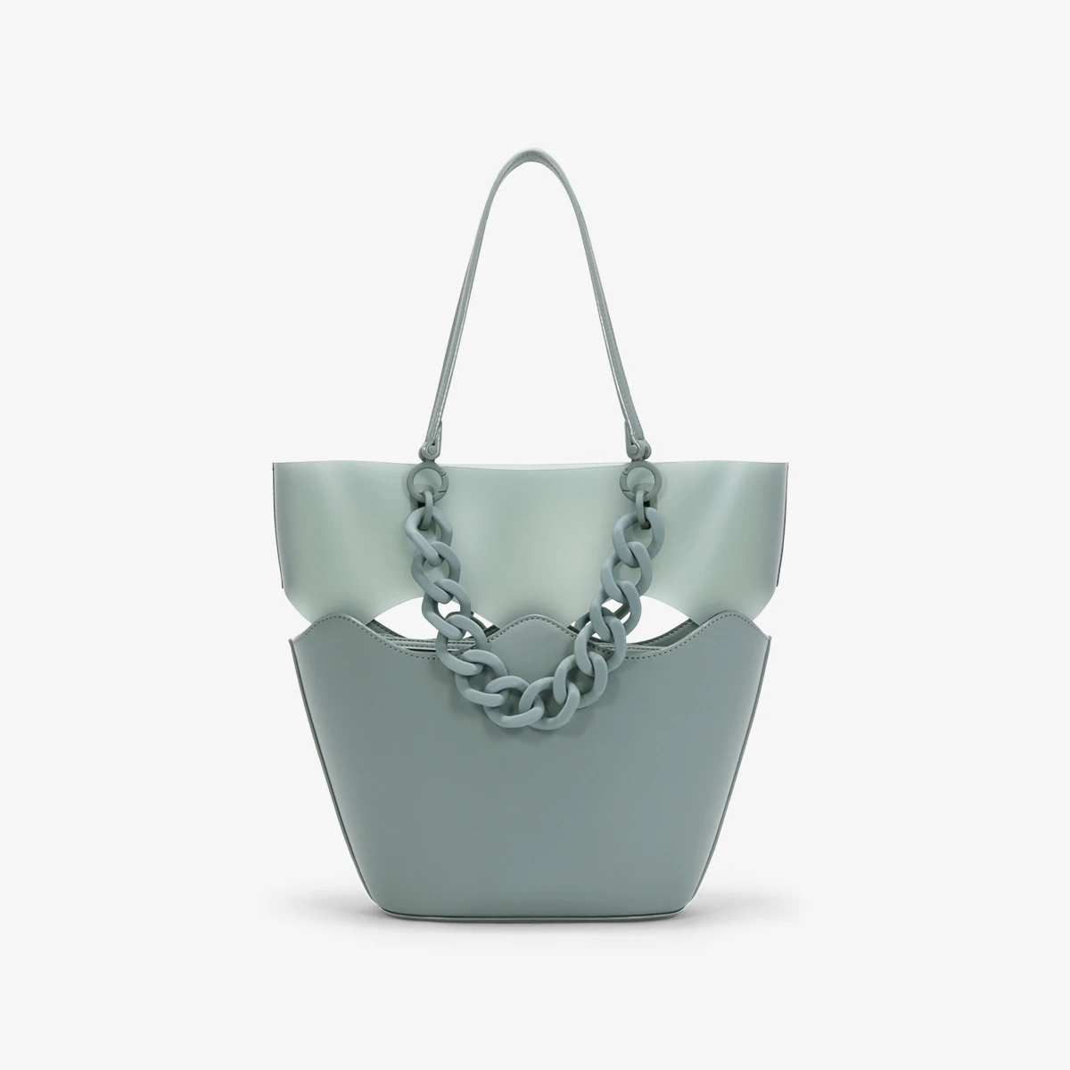 

PVC Hollow Design Shoulder Bag European and American Solid Color Chain Decoration Ladies Tote Bag