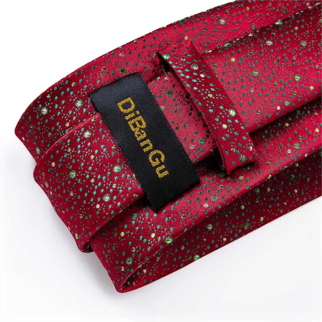 Модный мужской галстук, красный, золотой, в горошек, Свадебный галстук для мужчин, деловой, дропшиппинг, DiBanGu, дизайн, носовой платок, запонки, галстук, набор, SJT-7262