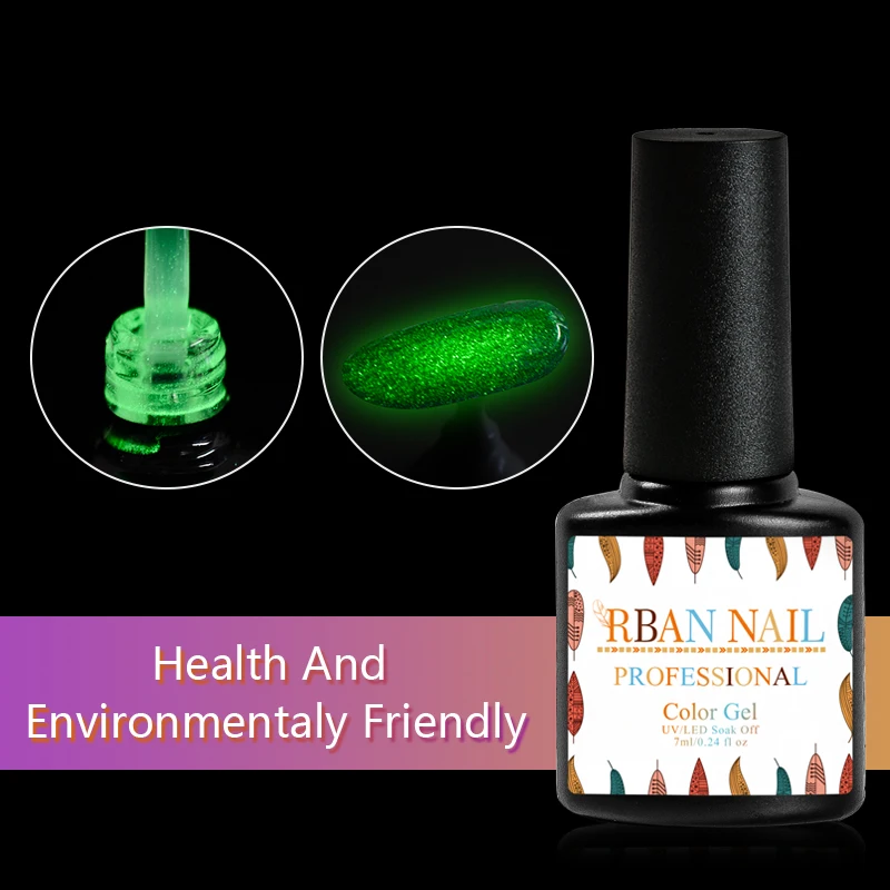 

RBAN NAIL 7ml Luminous No Wipe Top Coat Gel Polish Long-lasting Soak Off Nail Art Gel Varnish Shine In The Night Manicure Tools