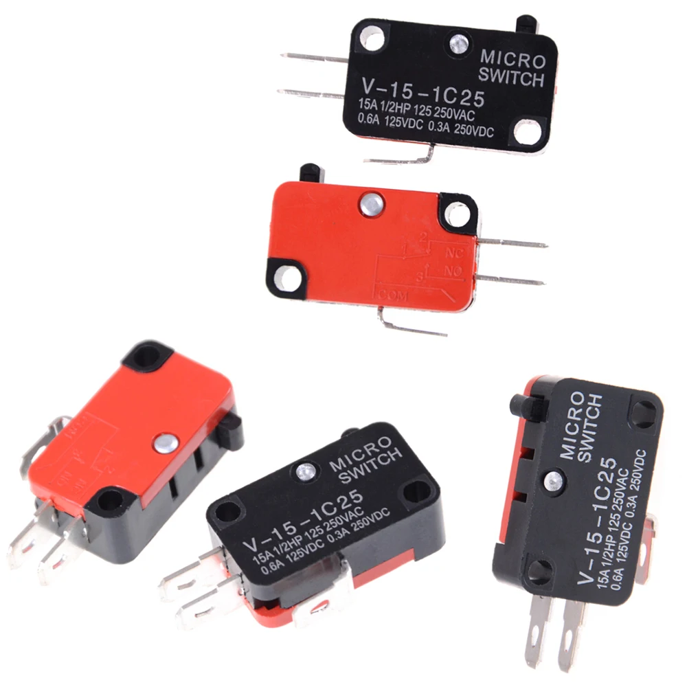 5pcs 250V 16A Microwave Oven Door Arcade Cherry Push Button SPDT 1 NO NC Micro Switch V-15-1C25 | Обустройство дома