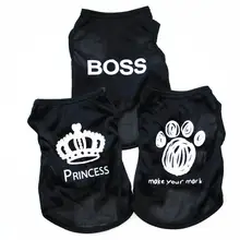 Ультра-тонкая летняя куртка для собаки супер крутая черная Полиэстеровая Корона отпечаток пальца босс печатная дышащая рубашка собаки комбинезон одежда для собак