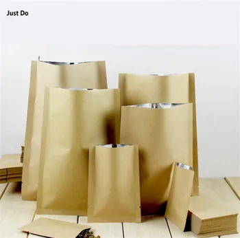 

heat seal Kraft Paper bag with Aluminum Foil Food Tea Snack Coffee Storage bag kraft foil Bag for storage bag