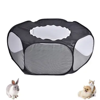 

Small Animal Playpen, Breathable Transparent Pet Tent with Top Cover Auto-Open I
