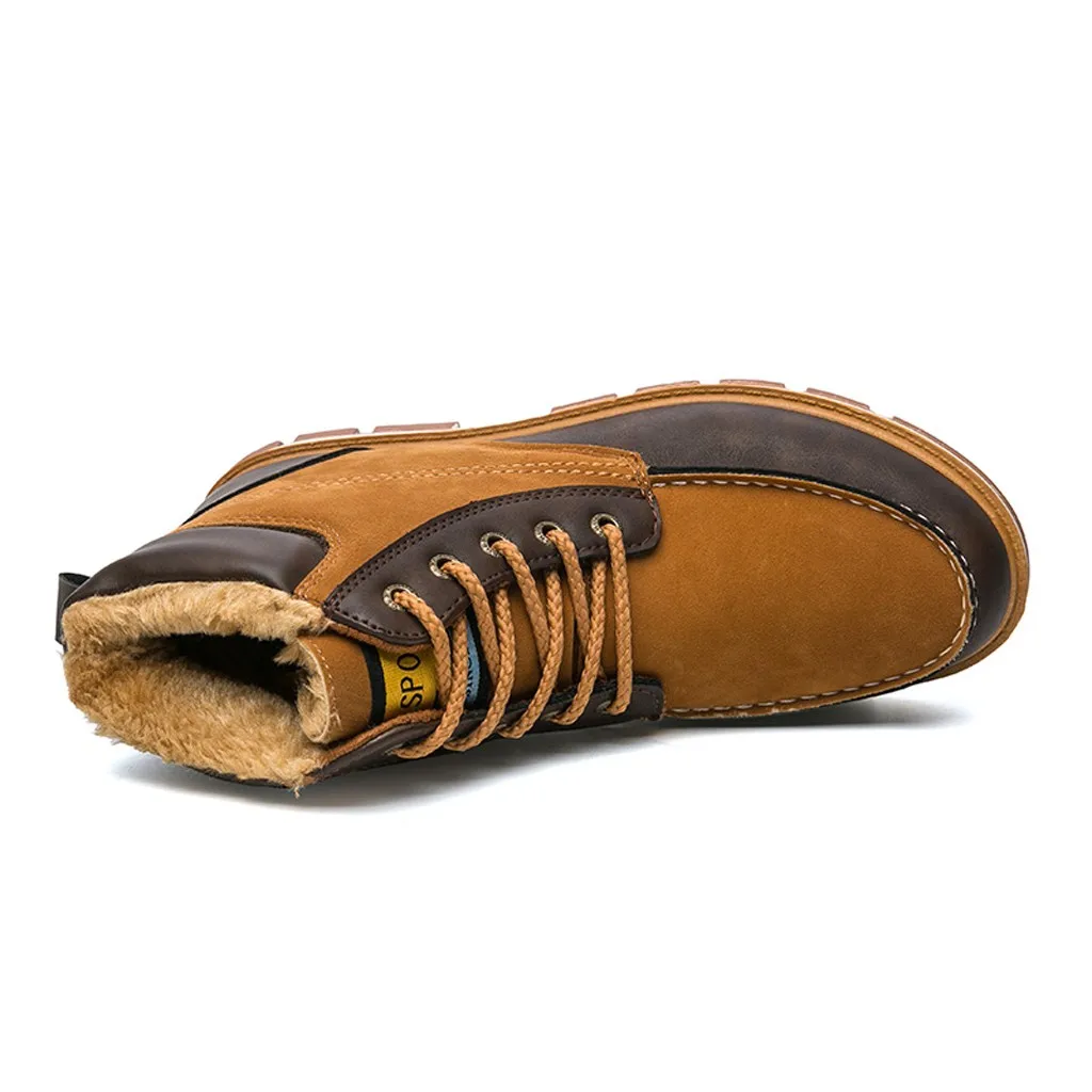 SAGACE/модные зимние ботинки; Мужская короткая плюшевая Обувь На Шнуровке; Мужская Спортивная обувь для улицы; теплые ботинки для альпинизма; Мужская Уличная обувь