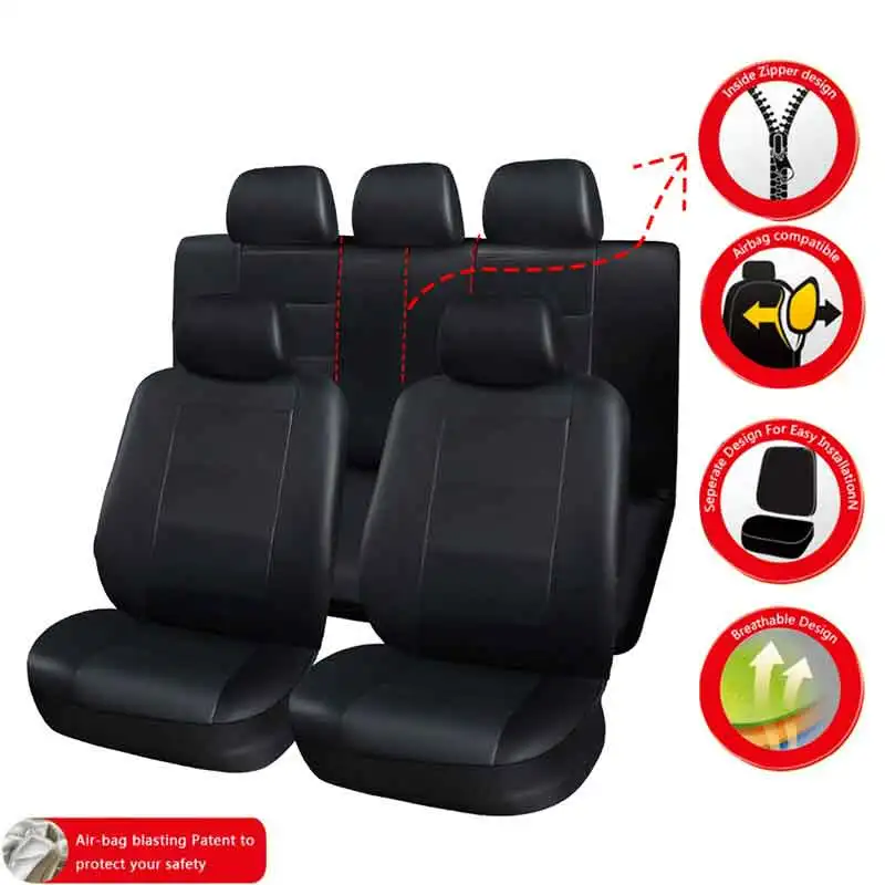 Full Set Universal car seat covers auto cushion for fiat 500x albea bravo ducato freemont linea marea palio panda grande Sedici |