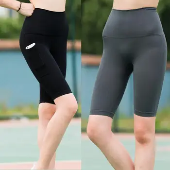 

Fashion Summer Sports Shorts Pants Women Yoga Shorts Side Pockets Elastic Slim Yoga Shorts High Waist Sports Pants