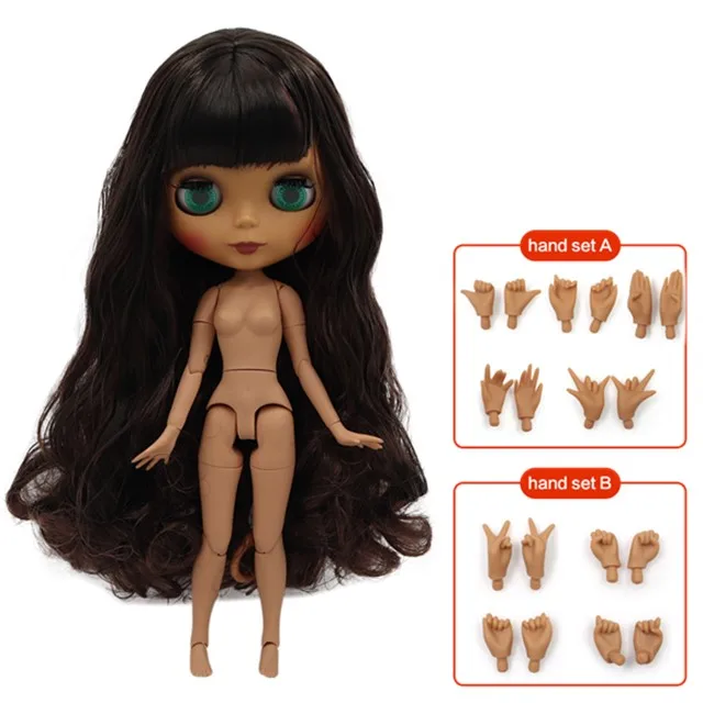 dark skin Ледяная фабрика blyth кукла Обнаженная 30 см Заказная кукла 1/6 BJD кукла с соединением тела ручные наборы AB как подарок Специальная цена - Цвет: dark skin