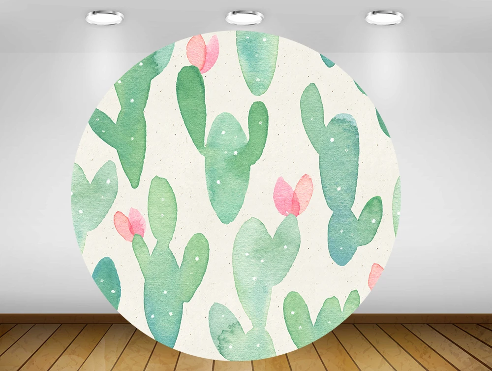 Round panel background circle backdrop Vintage cactus baby shower birthday party decor candy table banner fabric YY-217 | Электроника