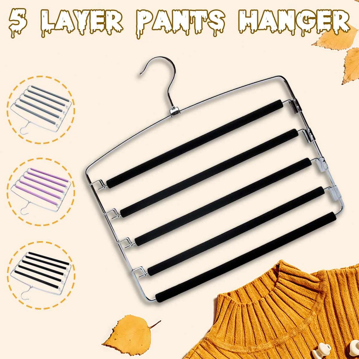 

5 Layers Pants Hangers Holders Trousers Hanger Storage Rack Clothes Hanger Wardrobe Closet Organizer Wardrobe Clothes Racks
