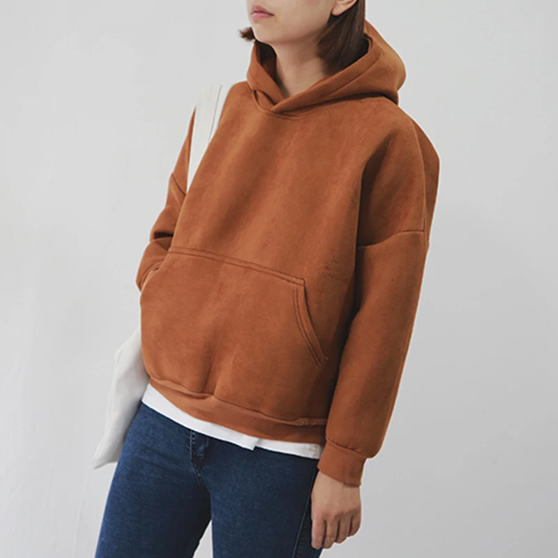Толстовка Женская с карманами Вельветовая свободная 2019|pullover hoodie|velvet sweatshirthoodie hoody