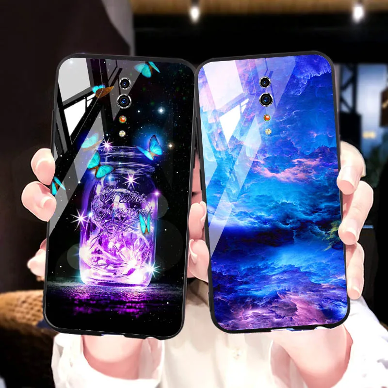 Чехол из закаленного стекла для телефона OPPO reno z 2Z 2 чехол s силиконовый Realme 3 pro F7 F9