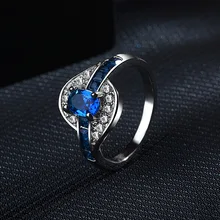 

Foydjew European American Alloy Fashion Ring Blue Red Purple Zircon Crystal Opening Adjustable Trend Wild Women Hands Jewelry