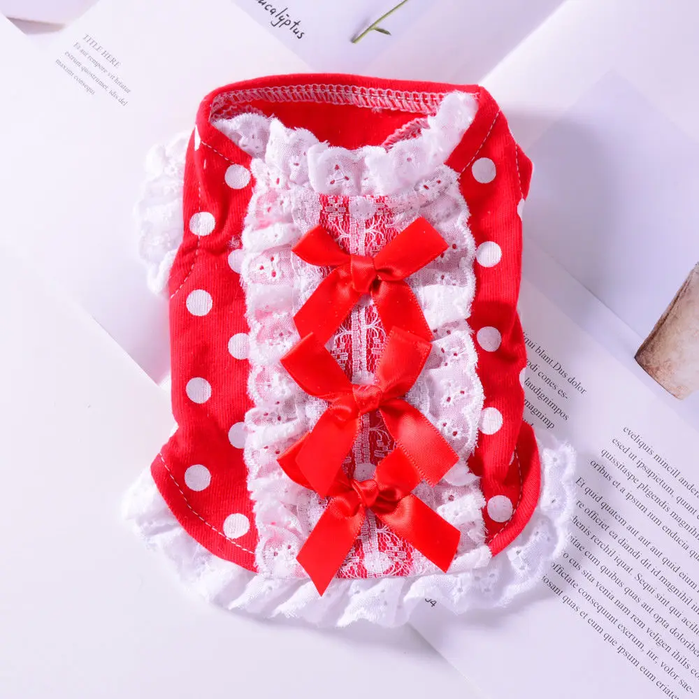 Teacup Chihuahua Dog Clothes Girl Bow Tie Shirts Tutu Lace Dress Size XSmall XXXS XXS for Yorkie Cat teddy bichon Yorkie