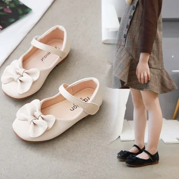 

Kids Shoes Princess Girls School Shoes Beige Pink Black Children Leather Party Dress Flat Little Girls Shoes Casual Sneaker