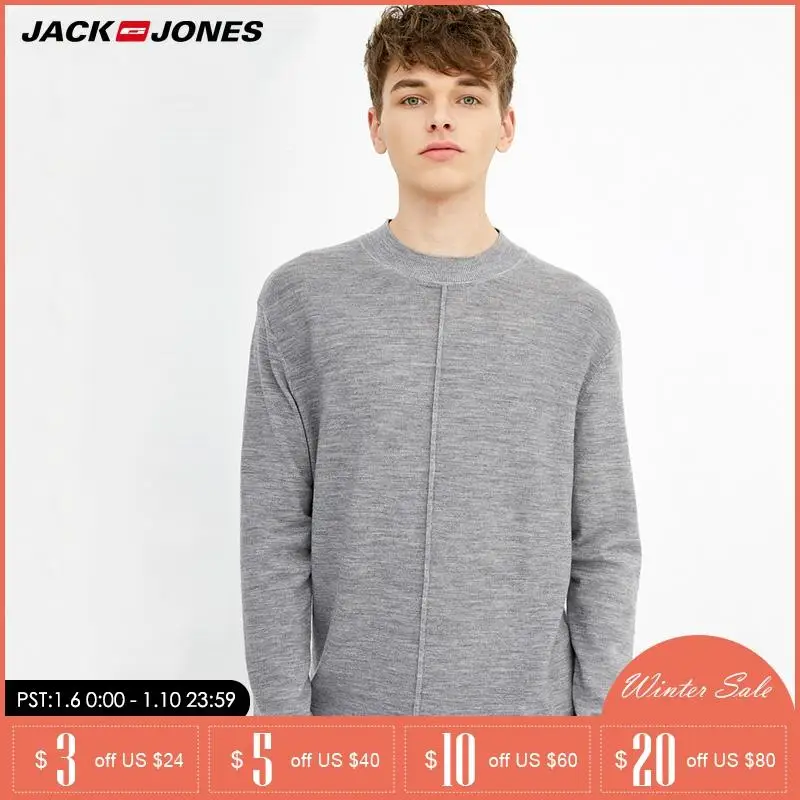 JackJones мужские свободные подходят круглый вырез чистый цвет шерстяной вязаный
