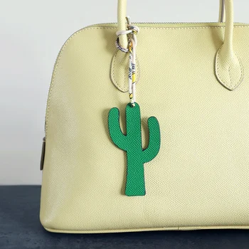 

High-Quality Creative Cactus Key Chain Leather Handbag Pendant Gift For Girlfriend Key Ring