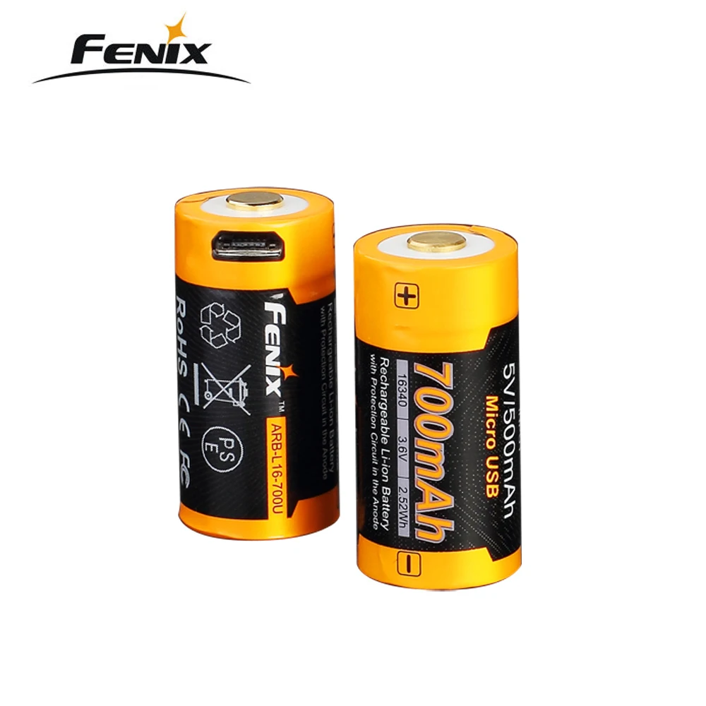 Перезаряжаемая литий ионная батарея Fenix 16340 емкостью 700 мА · ч USB RCR123A|Портативные