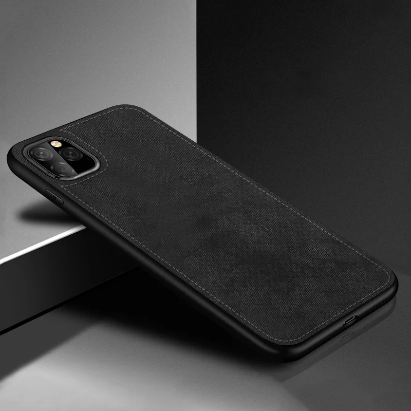IIOZO Магнитный тканевый чехол для iPhone 11 Pro Max ультра-тонкий тканевый текстурный Мягкий силиконовый чехол для телефона s - Цвет: black